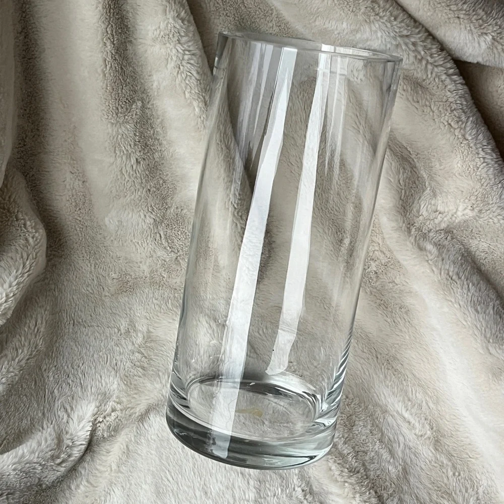 Restoration Hardware Cylinder Glass Vase Thick Modern Minimalist Clean V Day NWT